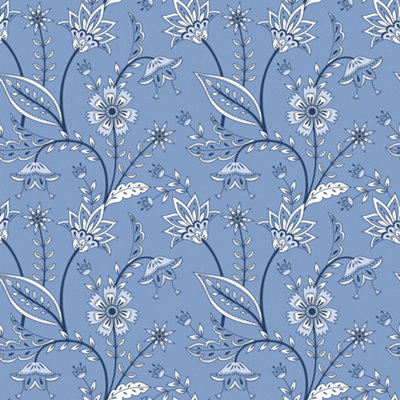 I Love Wallpaper Jacobean Floral Wallpaper In Cornflower Blue from B&Q
