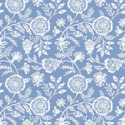I Love Wallpaper Country Floral Wallpaper In Cornflower Blue from B&Q
