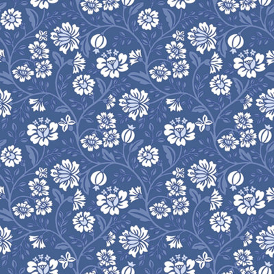 I Love Wallpaper Folksy Floral Wallpaper In Blue from B&Q