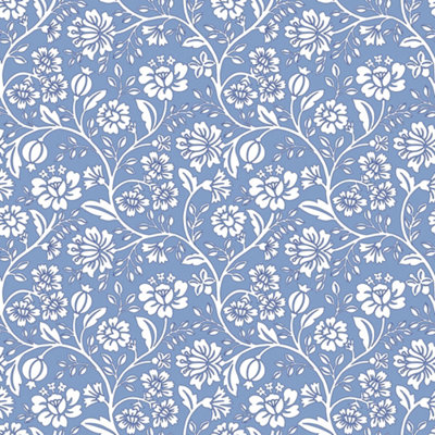 I Love Wallpaper Folksy Floral Wallpaper In Cornflower Blue from B&Q