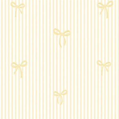 I Love Wallpaper Delicate Bows On Pinstripe Wallpaper In Lemon from B&Q
