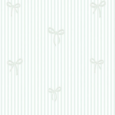I Love Wallpaper Delicate Bows On Pinstripe Wallpaper In Mint Green from B&Q