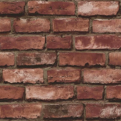 I Love Wallpaper Deansgate Brick Wallpaper In Red from B&Q