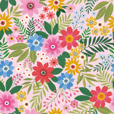 I Love Wallpaper Perfect Petals Wallpaper In Brights On Pink from B&Q