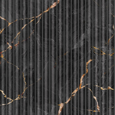 I Love Wallpaper Fluted Marble Panel Wallpaper In Charcoal from B&Q