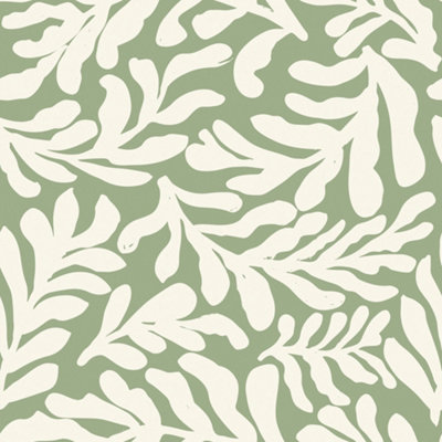 I Love Wallpaper Coral Leaf Wallpaper In Cream On Pistachio from B&Q