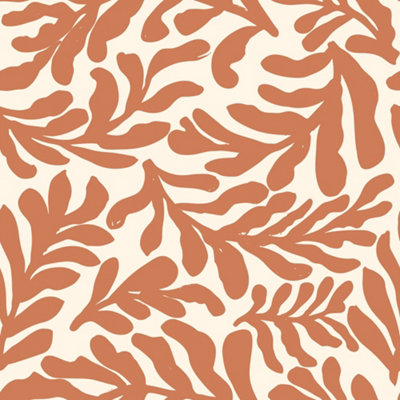I Love Wallpaper Coral Leaf Wallpaper In Terracotta On Cream from B&Q