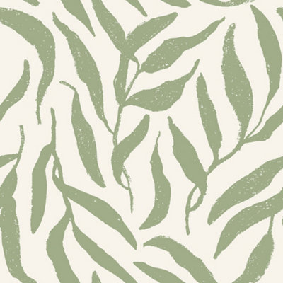 I Love Wallpaper Olive Leaf Wallpaper In Pistachio On Cream from B&Q