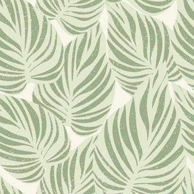I Love Wallpaper Broad Leaf Wallpaper In Pistachio On Cream from B&Q