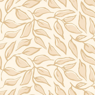 I Love Wallpaper Scattered Leaf Wallpaper In Caramel Latte from B&Q