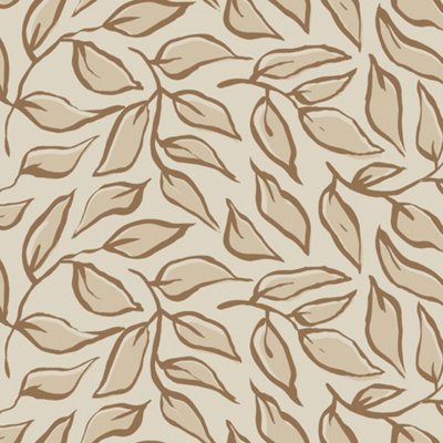 I Love Wallpaper Scattered Leaf Wallpaper In Mocha from B&Q