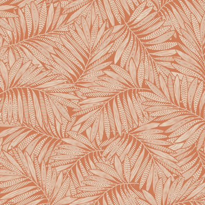 I Love Wallpaper Fern Leaf Wallpaper In Cream On Terracotta from B&Q