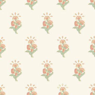 I Love Wallpaper Boho Bouquet Wallpaper In Peach And Green from B&Q