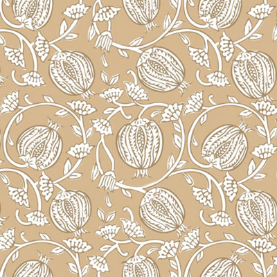 I Love Wallpaper Pomegranate Passion Wallpaper In Caramel Latte from B&Q
