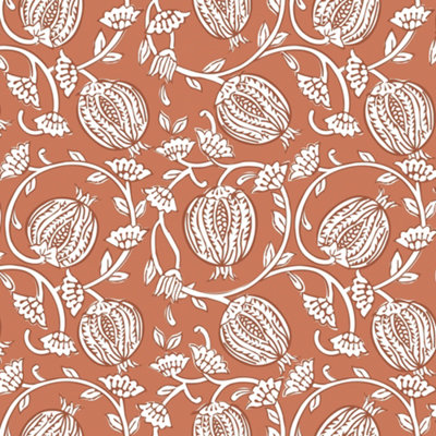 I Love Wallpaper Pomegranate Passion Wallpaper In Terracotta from B&Q