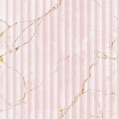 I Love Wallpaper Fluted Marble Panel Wallpaper In Pink from B&Q