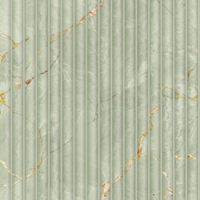 I Love Wallpaper Fluted Marble Panel Wallpaper In Sage from B&Q