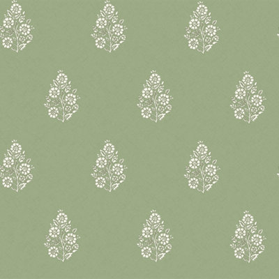 I Love Wallpaper Posy Wallpaper In Cream On Pistachio from B&Q