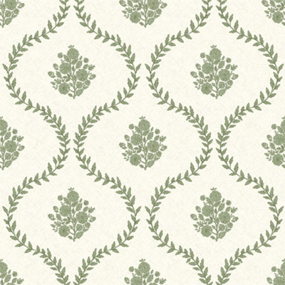 I Love Wallpaper Posy Trellis Wallpaper In Pistachio On Cream from B&Q