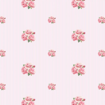 I Love Wallpaper Delicate Posy On Pinstripe Wallpaper In Pink from B&Q