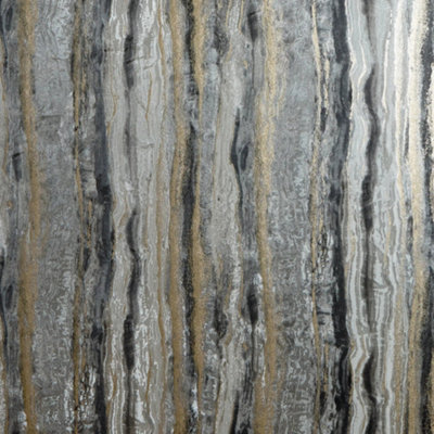I Love Wallpaper Oslo Wallpaper In Charcoal And Black With Gold Metallic from B&Q