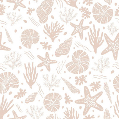 I Love Wallpaper Seastars And Seashells Wallpaper In Light Terracotta from B&Q