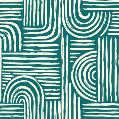 I Love Wallpaper Sample Of Raffia Curves Wallpaper In Teal - Image 2