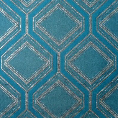 I Love Wallpaper Regal Geo Wallpaper Sample, Teal - Image 2