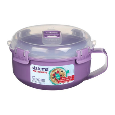 Sistema Round Breakfast Bowl (Purple850Ml) Food Storage ContainerLeak-Proof & Bpa Free from B&Q