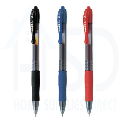 Pilot G-2 Rollerball Pen Set3 Pack (BlackBlueRed) 1.0mm Broad TipBoldSmooth Writing from B&Q