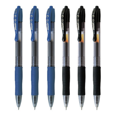Pilot G-2 Rollerball Pen Set6 Pack (BlueBlack) 1.0mm Broad TipBoldSmooth Writing from B&Q