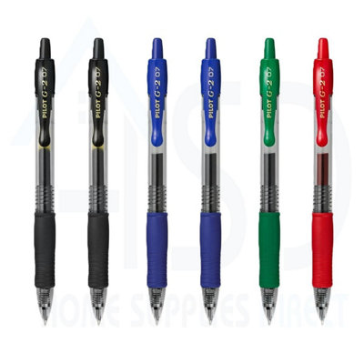 Pilot G-2 Rollerball Pen Set6 Pack (BlackBlueGreenRed) 0.7mm Medium TipBoldSmooth Writing from B&Q