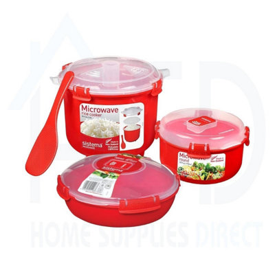 Sistema 2.6L Rice Steamer & 915Ml Round BowlBpa-Free Microwave Cooking Set from B&Q