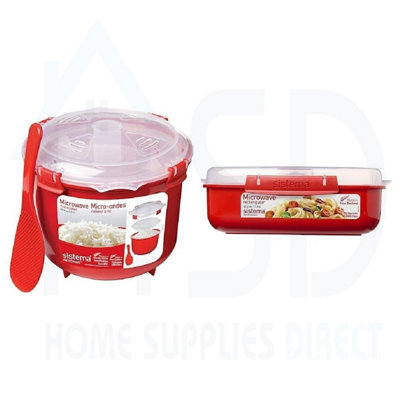 Sistema 2.6L Rice Steamer & 1.25L Lunch Box SetBpa-Free Microwave Cooking Set from B&Q