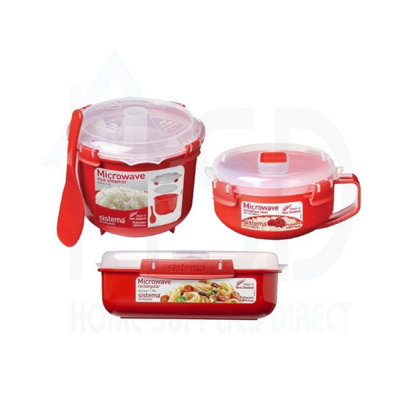 Sistema 2.6L Rice Steamer + 850Ml Breakfast Bowl + 915Ml Round ContainerBpa-Free Microwave Set from B&Q