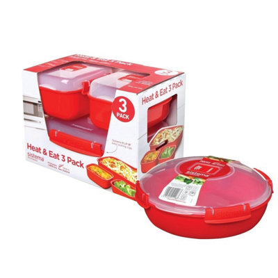 Sistema Lunch Box Set2 X 525Ml + 1 X 1.25L + 1.3L Round Dish PlateBpa-Free Microwave & Freezer Safe from B&Q
