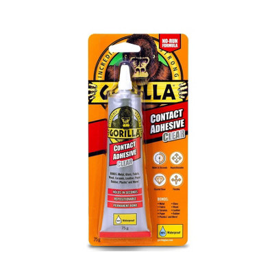 Gorilla Contact Adhesive Clear 75G3 PackFast-Setting Waterproof Bond For Multiple Surfaces from B&Q