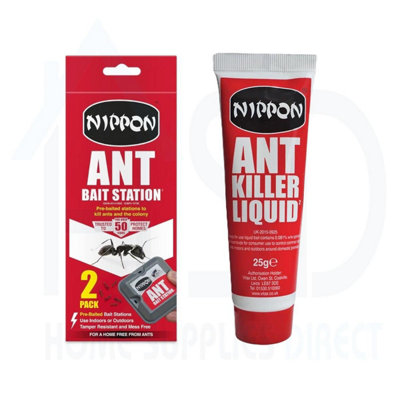 B&Q -  Ant Bait Station Twin Pack + 25G Liquid GelPre-BaitedIndoor/outdoorColony-Eliminating