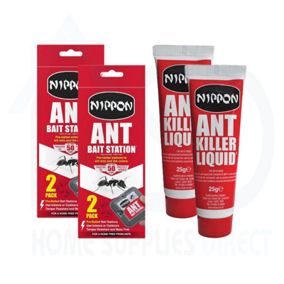 Nippon Ant Killer Kit2 Bait Stations + 2 X 25G Gel TubesSpinosad Colony EliminatorIndoor/outdoor from B&Q