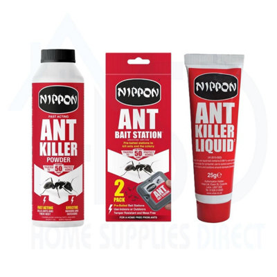 Nippon Ant Control Set300G Powder25G Gel Tubes + Twin Bait Station PackIndoor/outdoor Colony Eliminator from B&Q