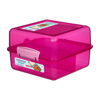Sistema Lunch Cube 1.4LPinkDual-Compartment Lunch Box With DividerLeak-ResistantBpa-Free from B&Q