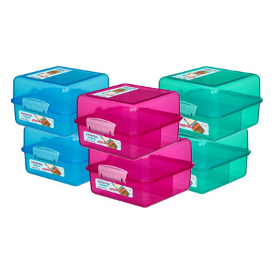 Sistema Lunch Cube Box 1.4L6 Pack (2 Turquoise2 Pink2 Blue)Dual-Compartment With DividerLeak-ResistantBpa-Free from B&Q