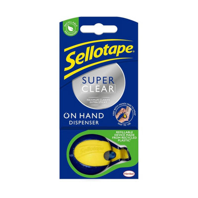 Sellotape On Hand Tape Dispenser (18mm X 15M2 Pack)Super Clear Extra Sticky Tape With Maximum Clarity from B&Q