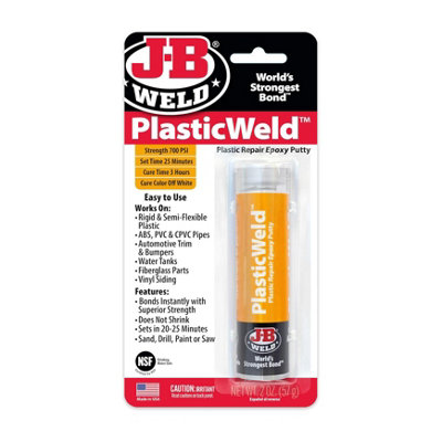 JB Weld J-B Weld Plasticweld Epoxy Repair Putty (2 Pack)57G (2Oz) Off White Sticks25-Minute Set Time600 Psi Strength from B&Q