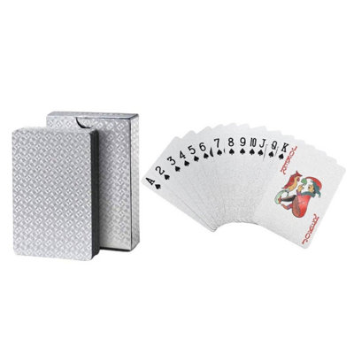 B&Q -  Silver Foil Luxury Deck Of Playing CardsWaterproof Plastic Poker Cards For Professional Play & Family Game Nights