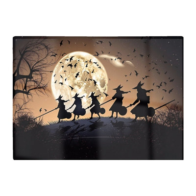 B&Q -  Witches Riding Broomsticks Glass Chopping Board