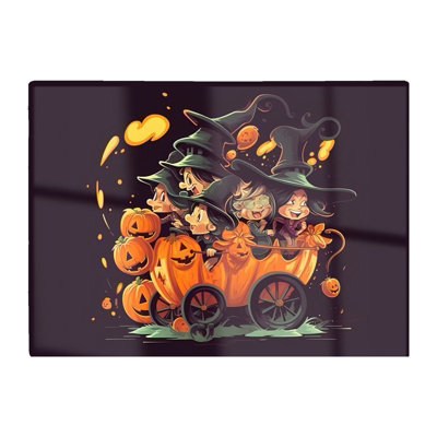 Warren Reed Designer Magical Pumpkin Carriage Glass Chopping Board from B&Q