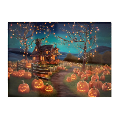 Warren Reed Designer Enchanted Hallowen Pumpkin Patch Glass Chopping Board from B&Q