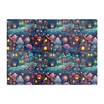 Warren Reed Designer Whimsical Gingerbread House Pattern Glass Chopping Board from B&Q
