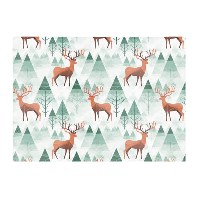 B&Q -  Reindeer On A Snowy Landscape Glass Chopping Board